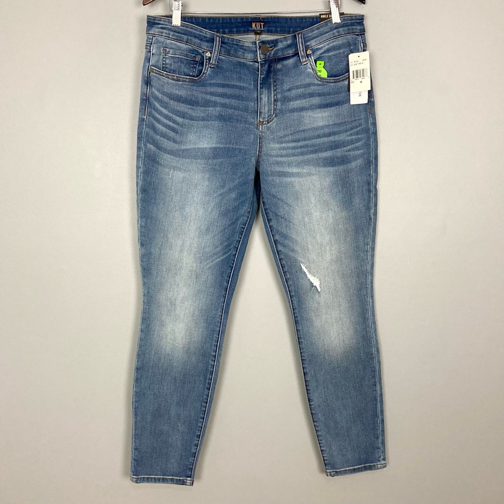 KFTK Ankle Skinny Jeans Women’s Size 14 Faded Distressed Stretch Denim Stitchfix